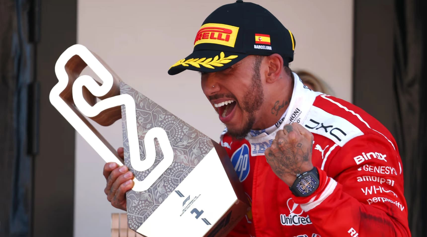 Hamilton wins in Barcelona as Antonelli's championship lead is cut to 41 points