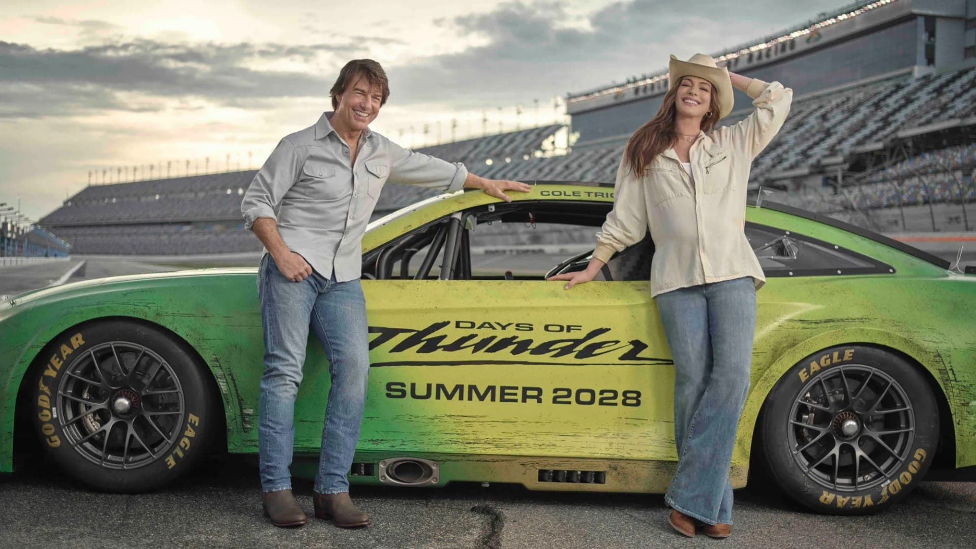 Days of Thunder 2 arrives in June 2028, Hathaway runs the team