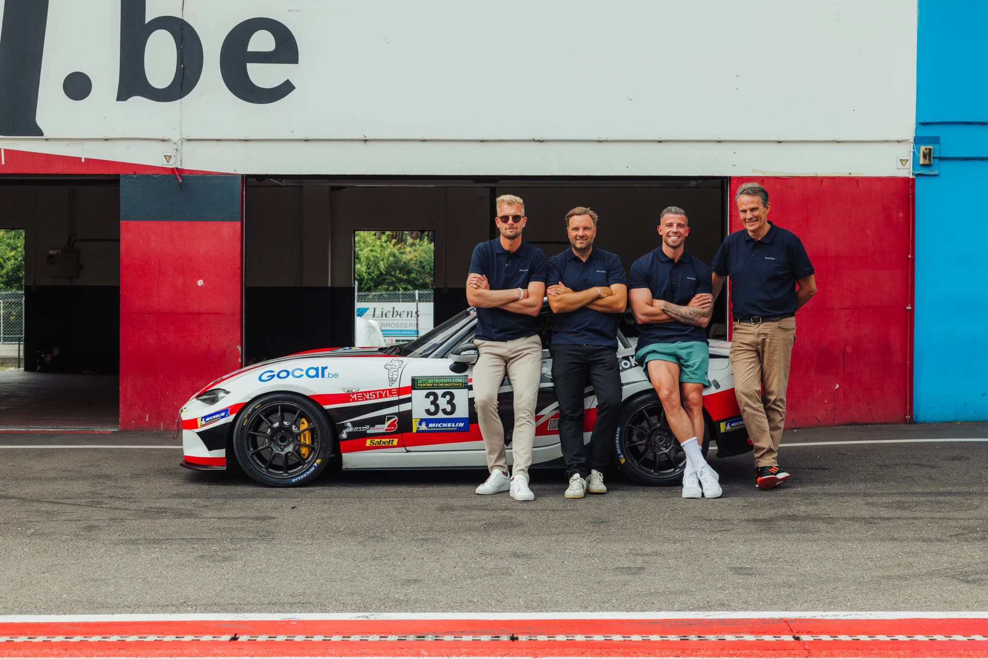 Three Belgian sports stars are sharing a Mazda MX-5 at the 24 Hours of Zolder