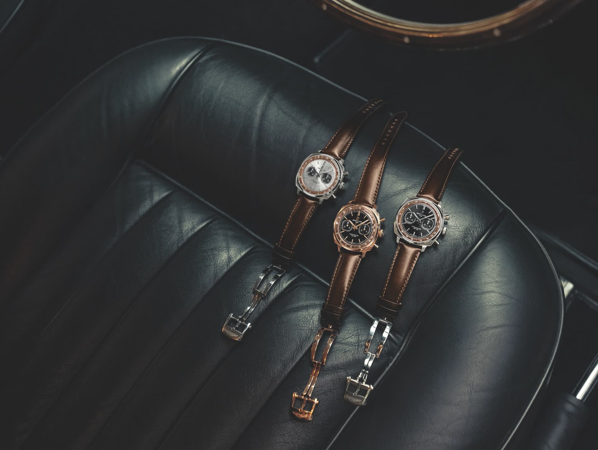 Breitling built a watch for the Aston Martin DB5, and it has a wooden steering wheel inside