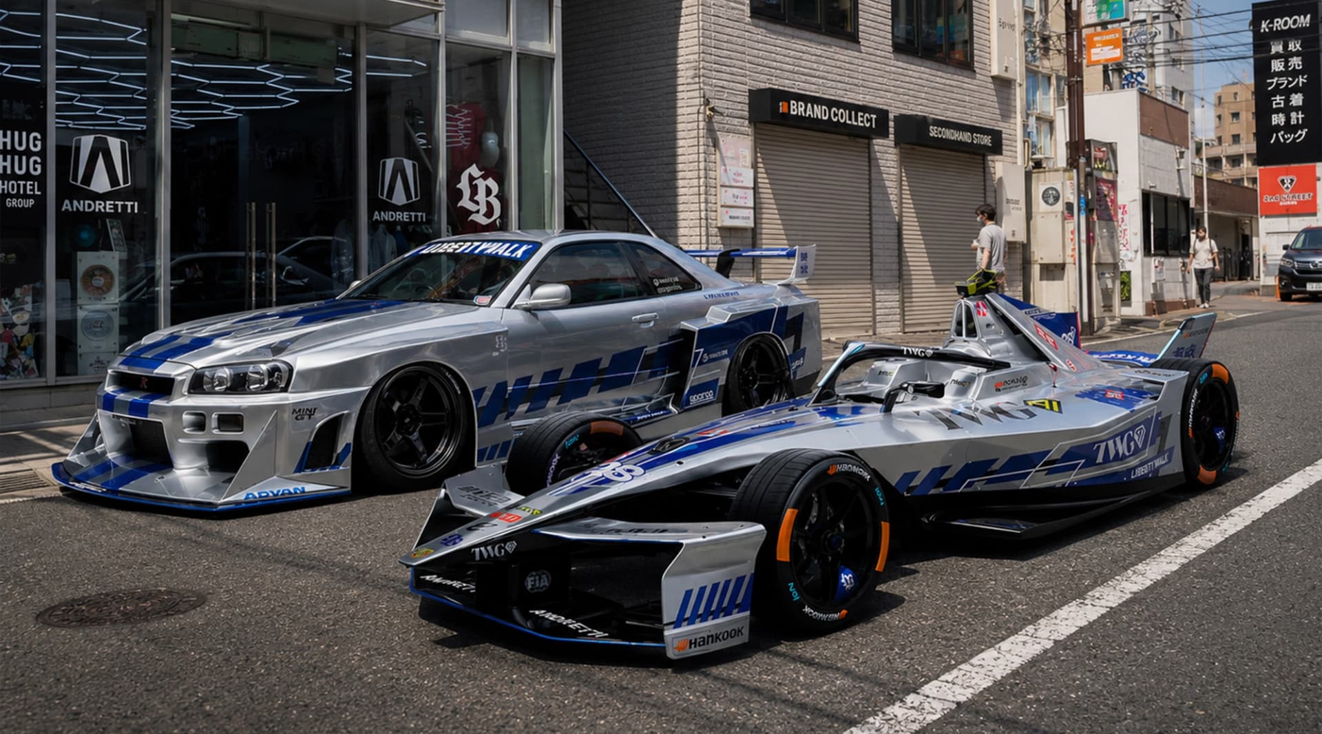 Andretti's Formula E cars turned up in Tokyo dressed as a 2 Fast 2 Furious Skyline